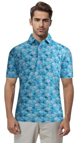 Poloshirt Herren Kurzarm T Shirt Boss Badminton Sportbekleidung FüR Hemden Sommer Outfit Hawaii Hemd Himmelblau XXL