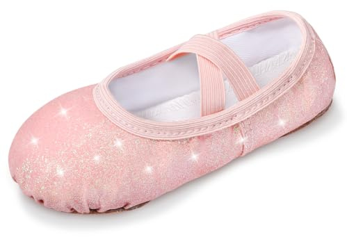 Comfyouth Chaussures de ballet pour filles - Chaussures de danse à paillettes - Ballerines à semelle fendue - Ballerines plates en cuir - Chaussures de ballerine - Chaussons de danse ballet avec