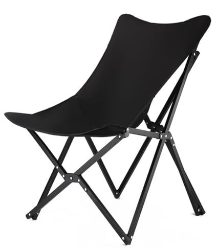 GIZNXBA Gartenstühle Klappstühle Outdoor Terrassenstühle Modern Mit Aluminium-Rahmen, Tragbare Faltbare Balkonstühle Campingstuhl Für Veranda, Poolside, Deck, Pool, Strand (Color : /Black)