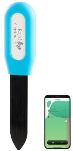 Royal Gardineer Bodenfeuchtesensor WLAN: Smarter Pflanzen-Bodenfeuchtigkeits- & Temperatursensor, BT, App, IP44 (Bodenfeuchtesensor WiFi, TUYA Pflanzensensor, Topf)