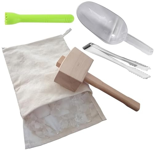 Hard Wooden Muddler Mallet & Ice Bag Kit Wooden Mojito Muddler Tool Ice Crusher & Canvas Bag Set Make Cocktails Ice Bags for Ice Machine Reusable Ice Bags for Ice Machine Reusable Large