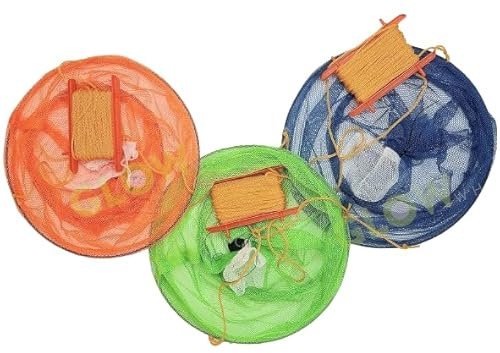 SDMAX Crab Dot Net, Lobster Dot Net With Bait Clip & Rope, Safe Crabbing, Foldable, Easy Storage, For Crab Hunters, Simple to Use, Mesh Trap, Assorted Colours