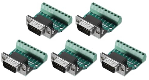 sourcing map Conector D-sub DB9 macho de 9 pines macho de puerto serie para equipos mecánicos CNC, paquete de 5