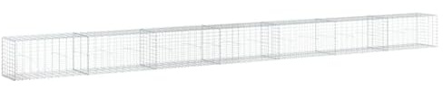 vidaXL Gabionkorg med skydd 700x50x50 cm galvaniserat järn, gabionkorg, stenmur, gabionmur, gabionkorgar, stenmurar, gabinmurar, gabionvägg