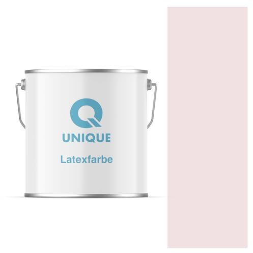 Q UNIQUE Latexfarbe 5L (ca.35m2) Weiß-Rosa Innenfarbe Wandfarbe Deckenfarbe Klasse 3 Mattfarbe Scheuerfest Hohe Deckkraft