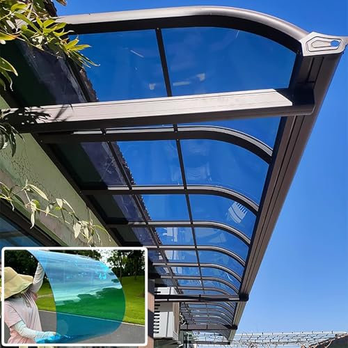 Polycarbonate Panel Plastic Roofing Sheet Outdoor Clear, 1.2mm Sturdy Patio Polycarbonate Greenhouse Panels, Uv Protection Rain Pergola Roof Panels, Glass Replacement, Cuts Easily Suitable(Lake blue,2