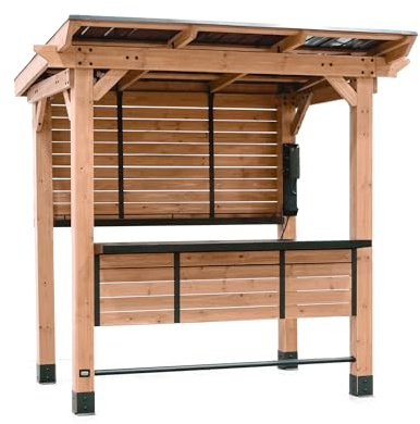Backyard Discovery Cedar Springs 100% Cedar Wood Outdoor Bar | Entertainment Structure for Garden, Patio & Veranda | Durable Slope Roof | Weather Resistant | Powerport | 2.6m x 1.9m (9ft x 6ft)