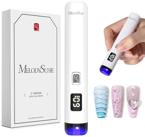 MelodySusie UV Lampe für Gelnägel, ART01R Mini Wiederaufladbar UV LED Lampe mit LCD-Display für Nägel, Tragbare Kleine UV Nagellampe mit 2 Timern, Nageltrockner für Alle UV Gel Nagellacke (Weiß)