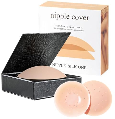 Geunisin Nipple Covers for Women Breathable Reusable Seamless Hypoallergenic Silicone Pasties Invisible Adhesive Breast Petals Stick on Bra Skin Friendly Nipple Protection Fit A to D
