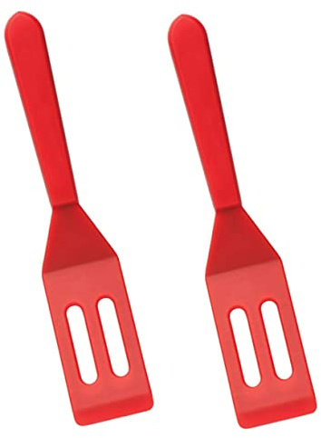 STOBAZA 2 pièces Spatule Silicone Antiadhésive Ustensiles Cuisine Résistants Chaleur pour Steak Pâtisserie Mini Spatule Rouge Polyvalente