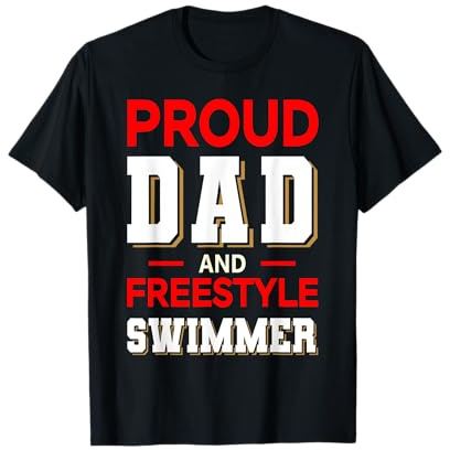 Proud Dad Freestyle Swimmer Design rot weiß T-Shirt