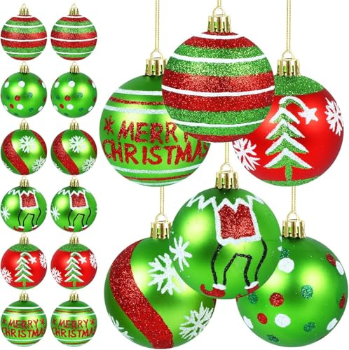Moshiqgaol 12 Stück Weihnachtskugeln, Plastik Christbaumkugeln mit Aufhänger ∅ 6CM, Weihnachtskugeln ROT, Christmas Decorations, Weihnachtsbaumschmuck, Weihnachtsbaumkugeln, Christbaumschmuck