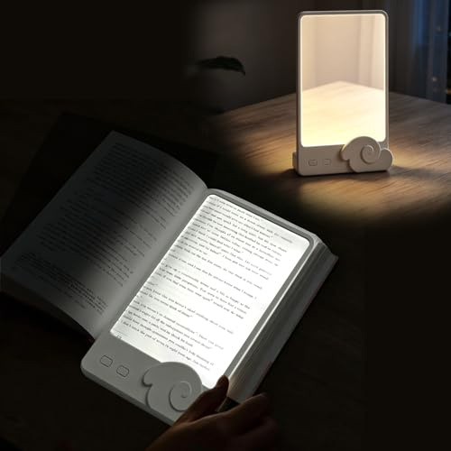 ZOBMIO Leselampe Buch,tragbares LED-Leselicht flaches transparentes Vollseiten Leselicht, 3 augenschonende Lichtfarben, Helligkeit einstellbar – ideal bei Dunkelheit und zum nächtlichen Lesen im Bett
