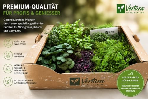 Vertura Premium Substrat | Profi-Anzuchterde für Kräuter, Microgreens, Gemüse & Blumen | Feine Struktur | Optimale Wasseraufnahme | Made in Germany