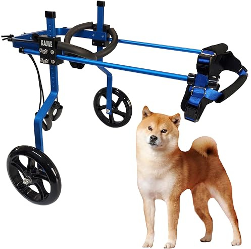 KAJILE Justerbar 2-hjuls hundvagn, L-3 storlek för rehabilitering av funktionshindrade Hund Bakben, passform Höjd 43-53cm, bredd 19-25cm, längd 27-35cm