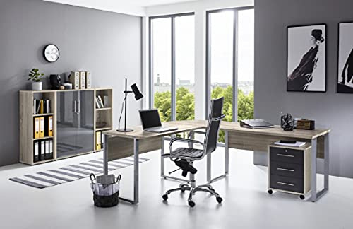 moebel-dich-auf Büromöbel-Set TABOR PRO 2 - Büro Komplettset mit Schreibtisch & Stauraum modern Sonoma Eiche anthrazit Hochglanz