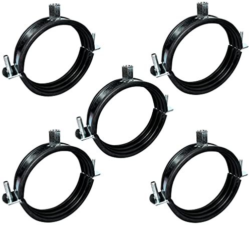 AERZETIX - C49851 - Lot de 5 Collier support fixation de tuyau pour gaines d'air - système de climatisation/ventilation - Ø100mm - DIN EN 10111 - en acier zingué et joint - à visser М8 / М10