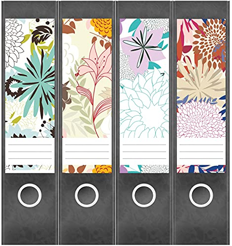 Etiketten für Ordner | Deko 10 Muster Mix | 4 breite Aufkleber für Ordnerrücken | Selbstklebende Design Ordneretiketten Rückenschilder