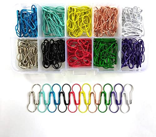 LATRAT 300 Stücke Birne Pins, 10 Farben Sicherheitsnadeln, Metall-Kürbisnadel, birnenförmige Metallnadeln, Kleideranhängernadeln, DIY Kleidung Basteln, mit Aufbewahrungsetui
