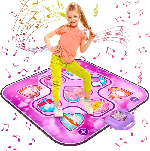 Aucrsozk Kinder Tanzmatte Spielzeug für 3 4 5 6 7 8 9 10+ Jahre alte Mädchen Geburtstagsgeschenke, Musikalische Tanzmatte für Kinder mit 6 Spielmodi, Tanzpad mit integrierter Musik für Weihnachten