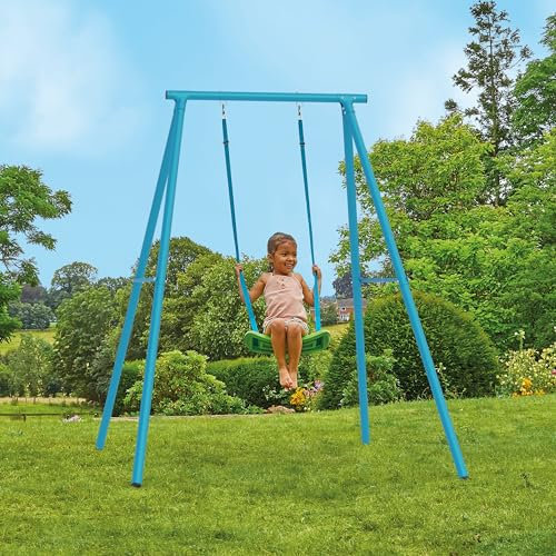 TP Toys Single Metal Swing Frame - Builder. Adjustable Metal Swing Stand With Swings, Flexible Swing With Harness Sculpts, Heavy Duty Sturdy Metal Frame. Ground Stakes, Outdoor Playset, 6 Months+