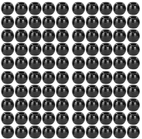 100 Stück Haarperlen, Kunststoff-Bartperlen, Haarperlen Für Zöpfe, 12 Mm Transparente, Vielseitige, Wasserdichte Haar-Flechtperle Für Heimwerker(Schwarz)