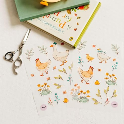 Iron-On Transfers Farm Set for Textiles, 2 Sheets DIN A5 with Ironing Fleece, for Ironing, Decorative Repair Kit, Patches, Large, Small, T-Shirt, Jeans Bags, for Family Children