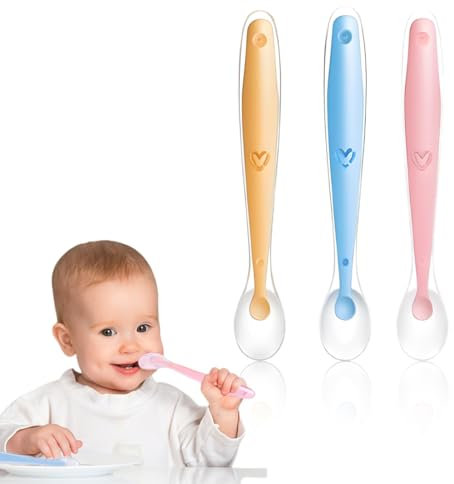 INGJIA Cucchiaio per Bambini 6 Pezzi Cucchiaino Svezzamento in Silicone Senza BPA Cucchiaio da Addestramento per L'Alimentazione per Bambini e Neonato, Lavabili in Lavastoviglie
