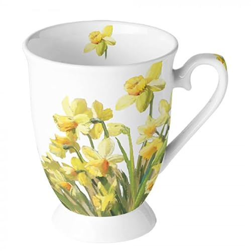 Ambiente Tasse à thé - Tasse à café - 0,25 l - En porcelaine fine - Motif jonquilles - Pour le printemps et l'été