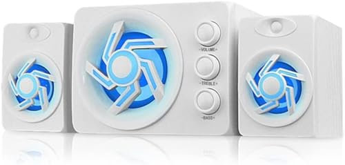 VipMan Altavoz de PC, con Altavoz de computadora de Escritorio con luz LED de Colores y subwoofer, Altavoces perfectos for PC 2.1 for Juegos y Multimedia (Color : A)