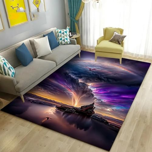 Kinderteppich Fantasy-Tornado, Dunkle Wolken, Taifun - Kurzflor Teppich Kinderzimmer Spielteppich Antiallergen Und Extra Weich - Babyzimmer Teppiche Für Junge Und Mädchen Babyteppich 80 X 120 C -9A7I9