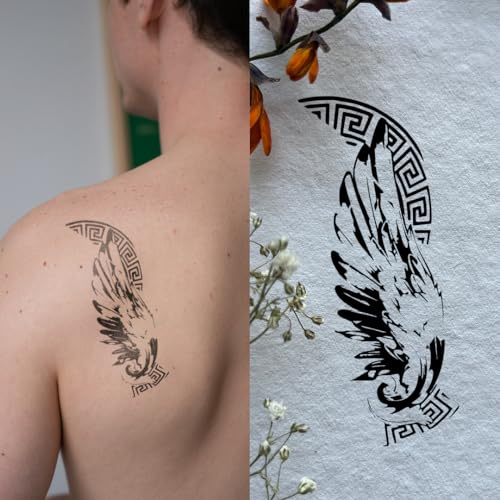 Inkster Tattoo - Keltischer Flügel Tattoo- vegane & wasserfeste Temporäre Tattoos für Erwachsene - EU-Kosmetikzertifizierte Farbe - revolutionäres 2 Wochen Tattoo - Premium Klebetattoos & Fake Tattoo