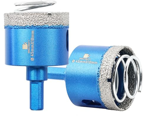 Diamond Tile Drill Bits Set - BRSCHNITT Porcelain Tile Hole Saw Kit for Ceramic, Granite, Marble and More Drilling - 2pcs 45mm Diamond Core Drill Bits Set