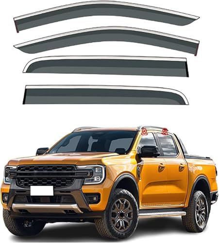 CaoYH Windabweiser Passend Für Ford Ranger T6 MK2-P703 2023 Autofenster Regenschutz Regenabweiser Deflektoren Regenabweiser Integrierte Deflektoren