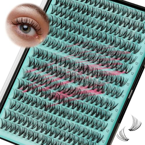 Lash clusters wispy 280pcs rímel 30d rímel personal rímel DIY rímel apariencia natural rímel rímel suave pestañas postizas en casa para principiantes (12 mm)