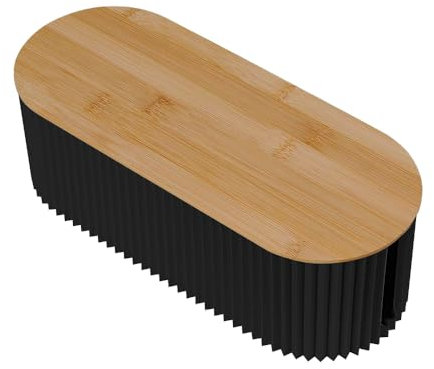 Hojalis Cable Tidy Box, 33x13x11cm Cables Management Box with Bamboo Lid, Large Cables Organised Boxes for Hiding Messy Cables Wire Management, Cord Organizer Box for Home Office (Black)
