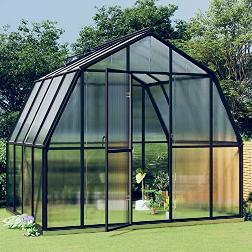 Serra da giardino con pannelli in policarbonato e telaio in alluminio, per esterni, con base inclusa, 666 m²