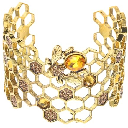HORIALENCE Bracelet Abeille Ouvert en Alliage, Style Ruche, Bijou Femme | Or, Ajustable et Confortable à Porter, pour Cocktail et Occasions Spéciales, Finition Simple et Chic