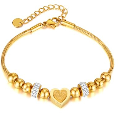 Glintara Schlangen Armband für Damen Mädchen, Schlangen-Gliederarmband mit Perlen Stern Mond Herz, Zirkonia Charms Anhänger Armband Armkette für Pandora, Wasserfester Handkette Schmuck Silber | Gold