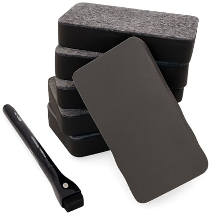 6 Pièces Effaceur Tableau Blanc et 1 Stylo Noir Magnétique, Brosse Tableau Blanc Magnétique avec Tampon Feutre Épais, Eponge Tableaus Blanc Effaçable pour Ardoise Effaçable, Écoles, Maison et Bureau