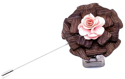 SYAVR Fleur de Poitrine en Bois avec Une épingle Droite, Costume rétro en Noyer Noir américain, Robe, Broche de fête, tête de Fleur Cinq Couleurs
