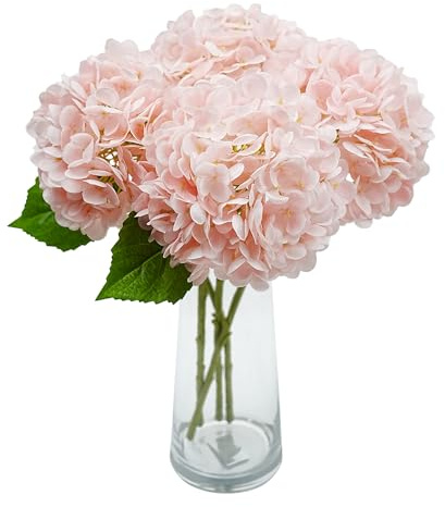 Jahe Atisan Hydrangea Artificial Flowers, 20'' Tall Fake Flowers Hydrangea, Artificial Flowers Suitable for Vase Filling, Gift for Women, Home Wedding Party Decor, Valentine's Day, Light Pink