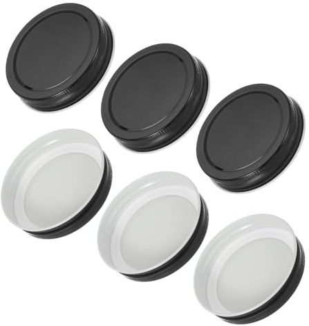 QUARKZMAN 6 Coperchi Per Barattoli Mason Coperchi In Latta Nero 70mm | Colorati Con Etichetta, Per Barattoli Mason A Bocca Regolare, Per Fermentazione Sottaceti Preparazione Conservazione