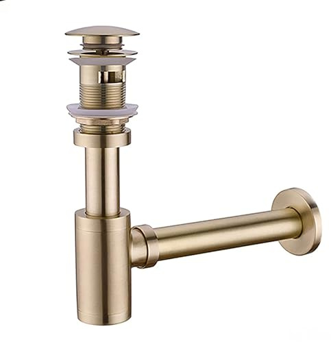 YWJFSA Syphon Cuisine Evier avec Bouchon Clic-Clac,Trop-Plein,Kit de Siphon de Vidange,Siphon en T Réglable Siphon de Lavabo salle de bain pour Lavabo Et Évier