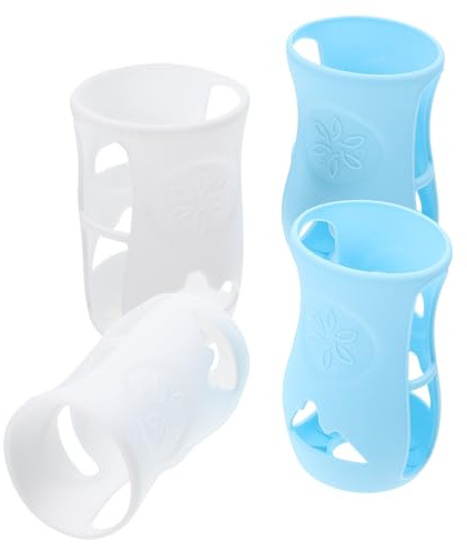 Silikon Babyflaschenhüllen 240ml 4 Stück Weiß für Flaschen