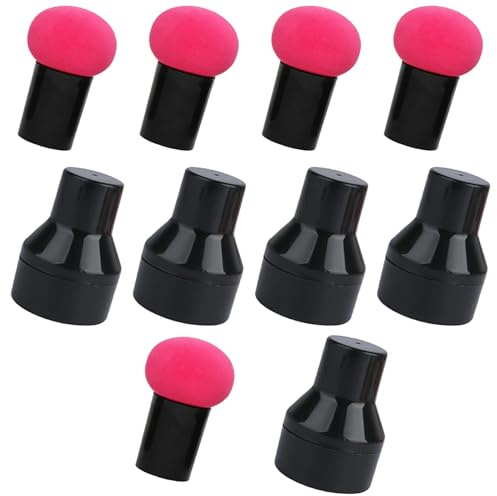 Anneome 10 St Svamp för Makeup i Svampmushroom-design -latex Makeup-svamp med Handtag Dubbelfunktion för och Våt Foundation Pulver Krämapplicering för Kvinnor och Tjejer Rosaröd