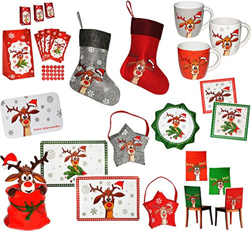 belldessa 1 Stück: Plätzchenteller/Keksteller - das kleine Rentier - Didi - aus Melamin - Weihnachten - Weihnachtsteller Weihnachtsmann - Frühstücksteller/Müsli..