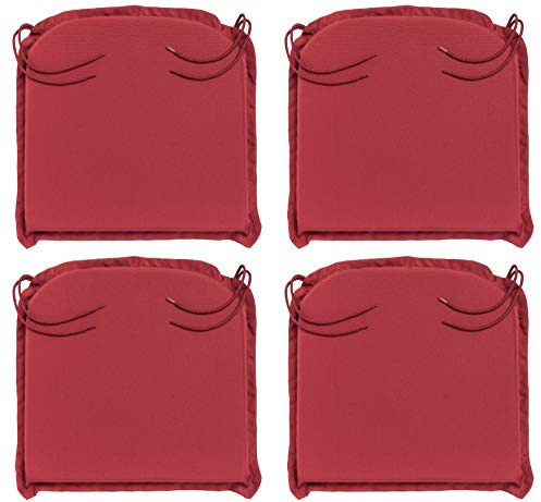 Traumnacht Komfort 4er Set Stuhlkissen/Sitzkissen Outdoor rot, Bezug abnehmbar, mit Eckbändern, 44 x 47 x 6 cm, produziert nach deutschem Qualitätsstandard