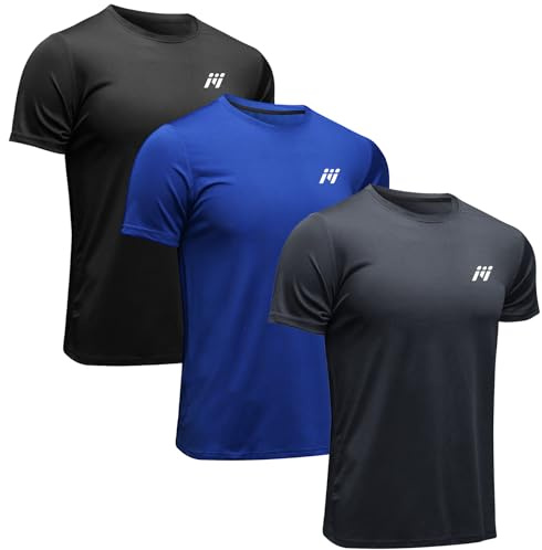 MEETWEE Sportshirt Herren, Laufshirt Kurzarm Mesh Funktionsshirt Atmungsaktiv Schnelltrocknend Sports Gym Shirt Trainingsshirt für Männer Sommer