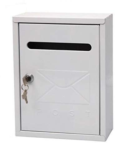Buzón Exterior Metálico, 3 Colores, Motivo Casita, Correos Exterior, Para Cartas Y Correo Postal, De Pared, Espacios Reducidos, Una Ranura Y Cerradura (BLANCO)